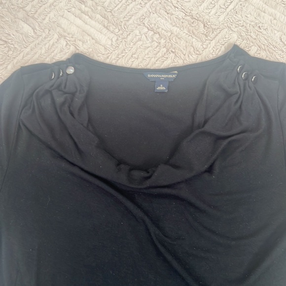Banana Republic black long sleeve top cowl neck with button detail Size Small - Picture 8 of 16